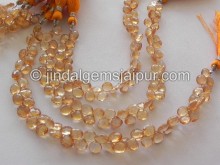 Golden Citrine Quartz Faceted Heart Shape Beads